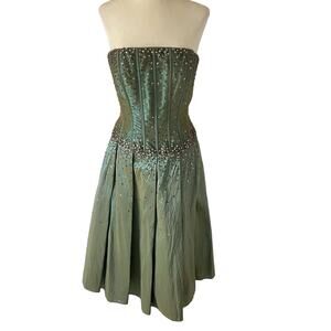 Sean Collection Strapless Cocktail Dress Green Small